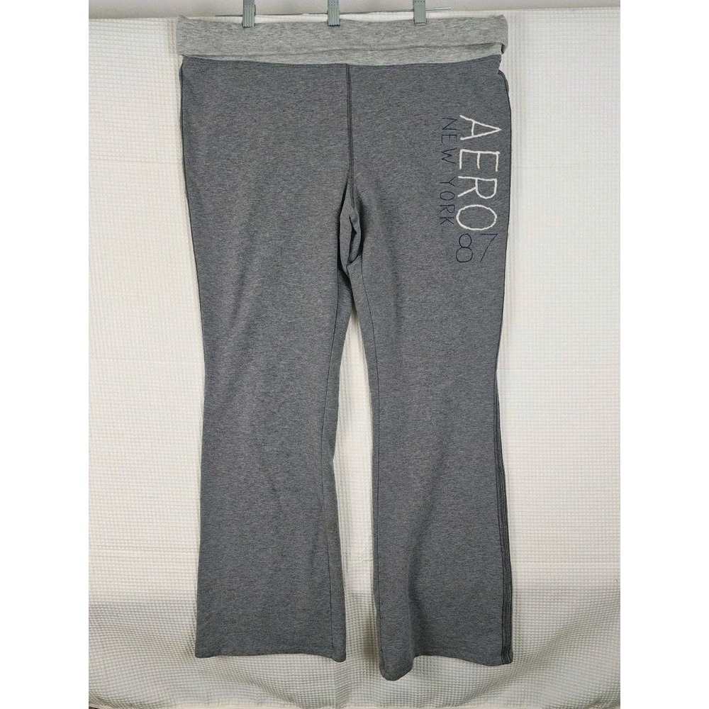 Aéropostale Aero New York Flare Yoga Pants Y2K Women's XL Gray Stretch
